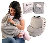 4-in-1 Breastfeeding Cover Ups, Inc. 6 Nursing Pads with Pouch | Baby Car Seat Canopy, Nursing Blanket and Stroller Cover For Boys And Girls | Soft, Stretchy, Breathable Fabric | Infinity Scarf Wrap 