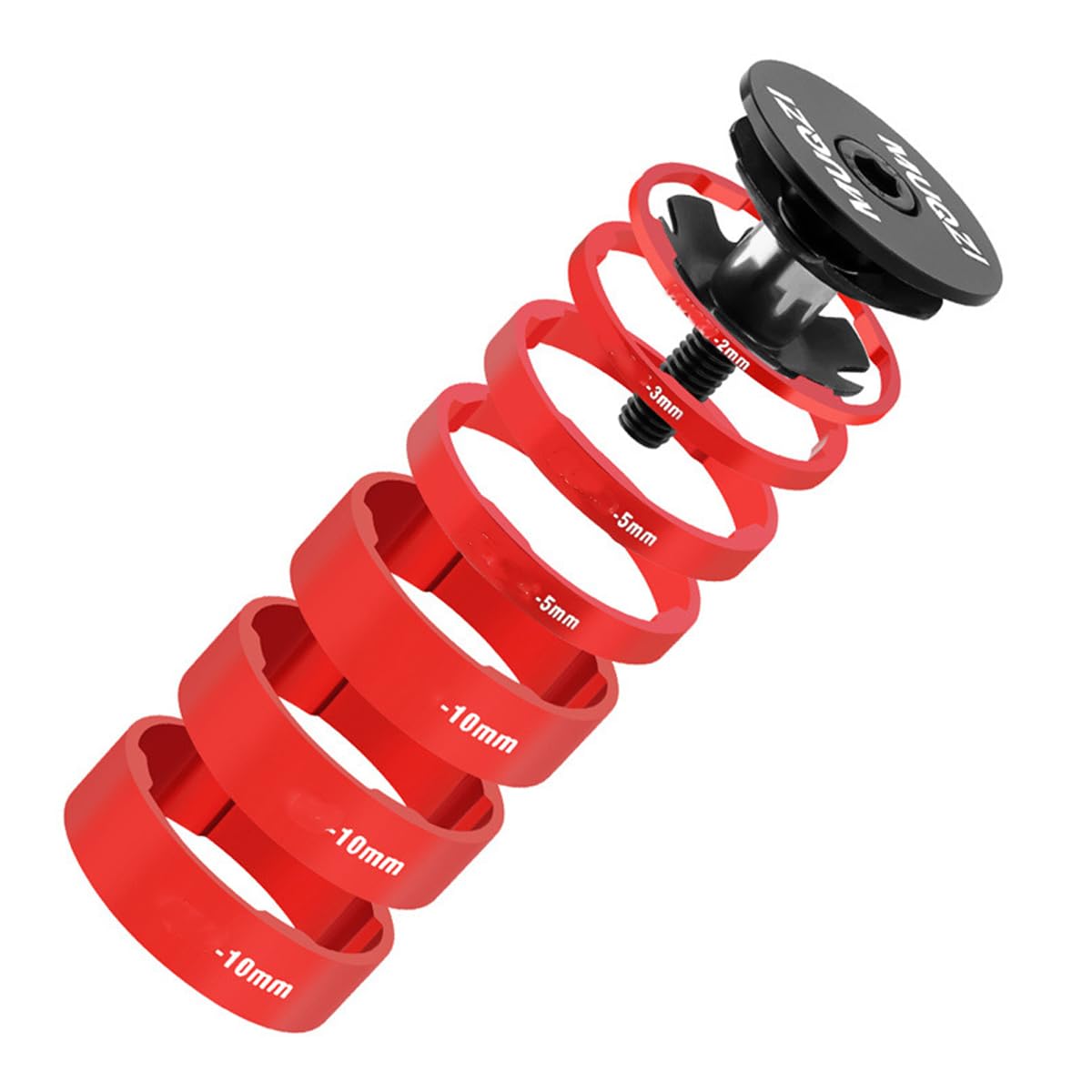 HOUSON Bicycle Ahead Stem Spacer Set, Bike Headset Spacers /2mm/3mm/5mm/10mm Red