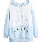 Packitcute Bunny Hoodie Kawaii Print Loose Casual Pullover Hoodie Tops