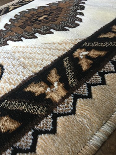 South West Native American Runner Area Rug Ivory Design D143 (2ft4in.X10ft11in.)