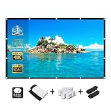 Alopex 120 Inch Projector Screen,16:9 HD 4K Video Movie Screen Grommets No Crease Portable for Indoor Outdoor Home Theater, Support Double Sided Projection. (120 Inch)