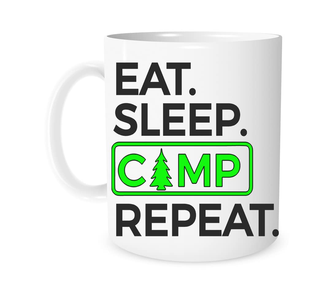 11OZ Eat Sleep Camp Repeat Mug,A Lovely Gift Perfect for Camping and caravans