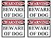 Rogue River Tactical Beware Of Dog Small Pack 4 Warning Door Window Sticker Indoor Outdoor Easy Peel and Stick Vinyl 4x3 inch Home Office Business
