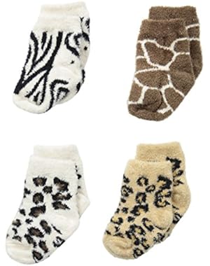Baby-Girls Animal Print Chenille Flat Pack Sock Set