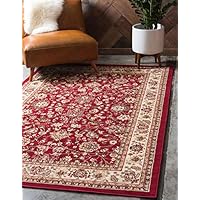 Unique Loom Kashan Collection Traditional Floral Overall Pattern with Border Burgundy Area Rug (9