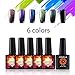 Saint-Acior Gel Nail Polish Chameleon Colors Glitter Sparkly Polish UV LED Soak Off Nail, 5PCS Chameloen Colors + 1PCS Black Color