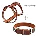 Beirui Genuine Leather Dog Harness - No Escape Harnesses for Medium Large Dogs Pet Training Walking - Easy Adjustable Heavy Duty Strap Harness (Chest for 24-29