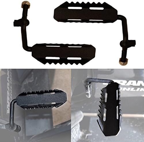 ICARS Black Steel Foot Rest Pegs exterior door hinge pedal for 2007-2017 Jeep Wrangler Jk &amp; Unlimited - Pair