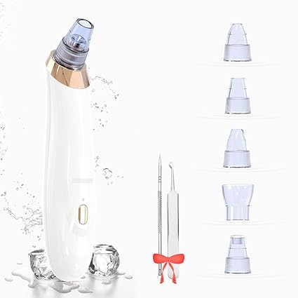 DREIWASSER Mitesserentferner Mitesser Vakuum Entferner Gerät mit 1x Pinzette, 1x Akne Nadel und 5x Saugsonden (Weiß)