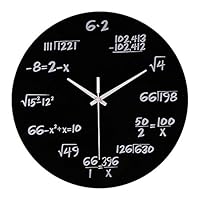 Frameless DIY Wall Clock Math Equation Formula Creative Design Home Art Decor Silent Clock Battery Operated Non-Ticking Wall Clock (Black)