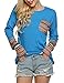POGTMM Women Long Sleeve/Short Sleeve O-Neck Patchwork Casual Loose T-shirt Blouse Tops