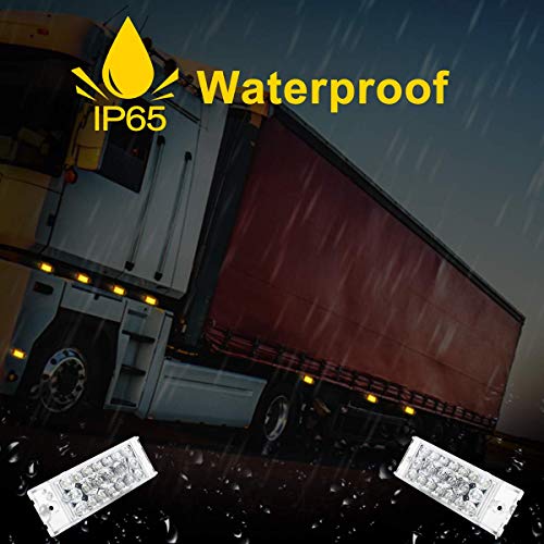 image for EXERAUO Led Amber Rectangular Side Marker Light 20LED Surface Mount Tr