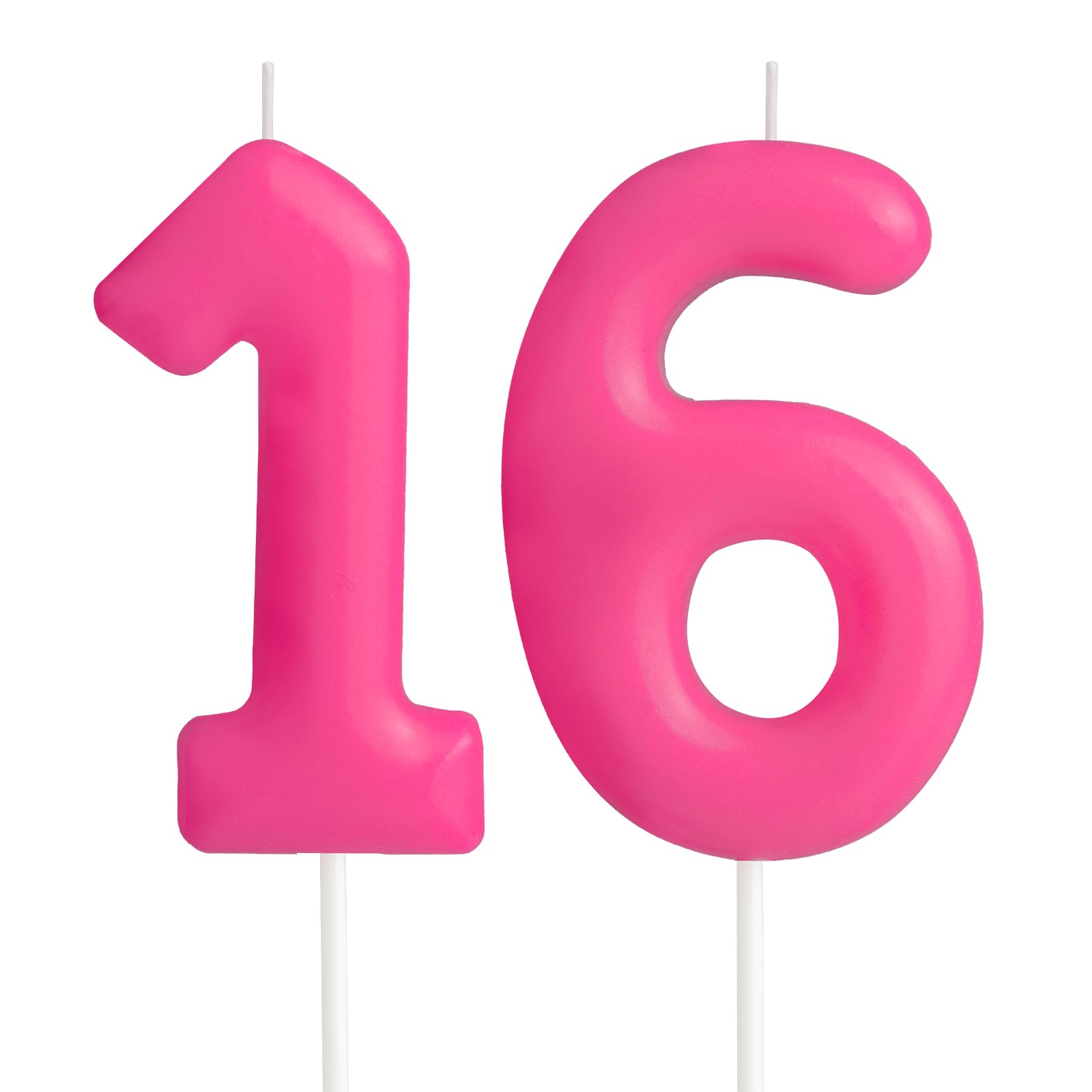Hongplus Macaron Hot Pink Number 16 Candle, 16 Birthday Candle, Hotpink Happy Birthday Candles for Cake, Hotpink Cake Topper Decorations for Girls Women Pastel Sweet 16 Birthday Party Decorations