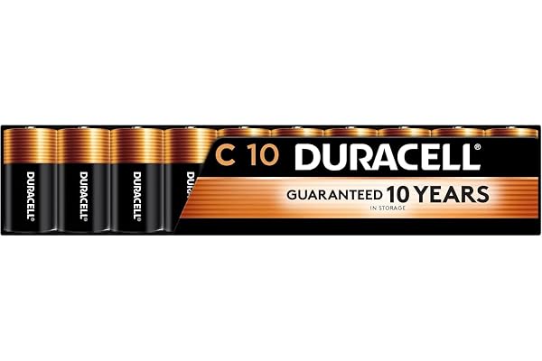 Duracell Coppertop C Batteries, 10 Count, 10-Year Shelf Life, Long-Lasting