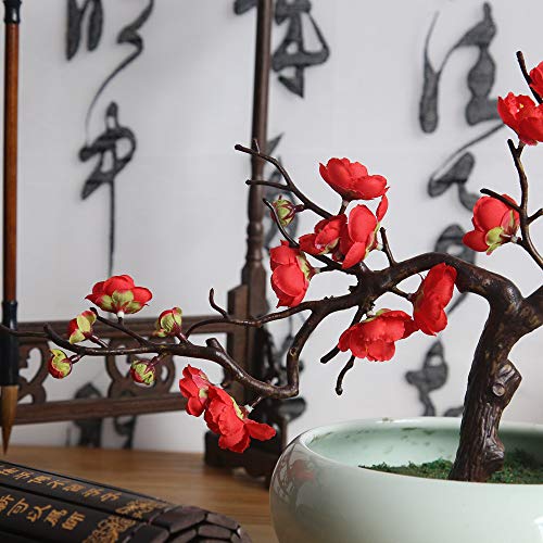 Alisy Plum Blossom Artificial Flowers, Silk Fake Flowers Floral for Home Bridal Wedding Bouquet Party Decor