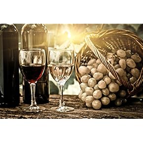 Wine Bottles Two Glasses and Bunch of Grapes...