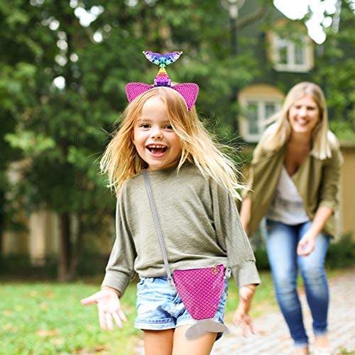 Mermaid Sequin Set, Mermaid Crossbody Bag Sequin Mermaid Accessory Headband and Cute Mermaid Hair Clips for Girls Kids­ Cosplay Party Favors