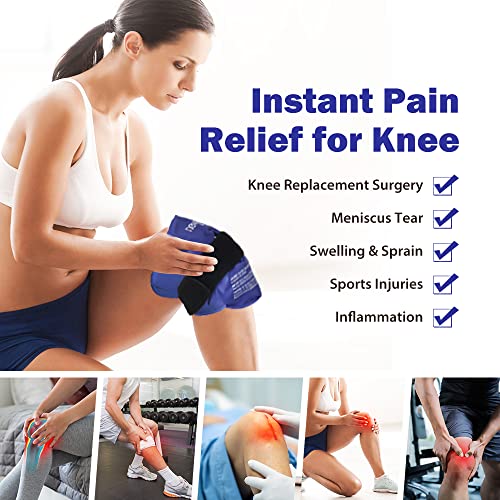 NEWGO Knee Ice Pack Wrap for Sports Injury, Reusable Gel Ice Pack for Knee | Hot & Cold Compress for Post Knee Surgery, Knee Joint Pain, Arthritis, Swelling, Meniscus Tear, ACL