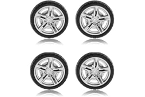 CAUAOA 4Pcs Black Toy Car Wheel Tires,48mm Simulation Rubber Wheel Tire Toy Model DIY RC Spare Parts Easy Installation Small in Size,Remote and App Controlled Vehicles and Parts,Wheels and Tires