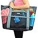 Dejaroo - Sand Free Mesh Bag - Strong Lightweight Tote For Beach & Vacation Essentials. Tons of Storage with 8 Pockets, Foldable, 17x9x15 inches, Black with Grey Straps