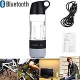 LarKoo 2 in 1 Water Bottle Wireless Bluetooth Speakers Outdoor Indoor Portable Waterproof Bike Riding Rechargeable Speaker with TF USB Cable Compass Water Cup (Black)