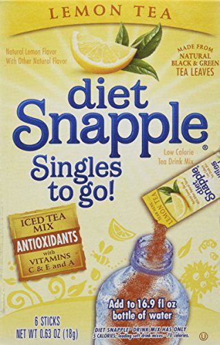 Diet Snapple Singles to Go Lemon Tea (6 Sticks in each box) 4 BOXES