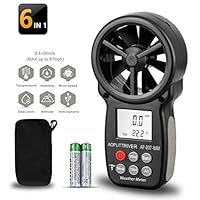 AOPUTTRIVER Digital Anemometer Handheld Wind Speed Meter,Wind Speed Gauges for Measuring Wind Speed,Temperature and Wind Chill with Backlight and Max/Min (AP-007) (007WM+Tripod) (Renewed)