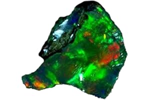 Qualitygems Aurora Black Opal Ring - Large Raw Opal, Emerald Green, 2.70 Cts, Natural Ethiopian, Multi Fire, 11x13x5mm, SM17-18