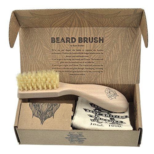 Beard & Mustache Set of Kent BRD2 Boar Bristle Beard Brush + Kent 81T