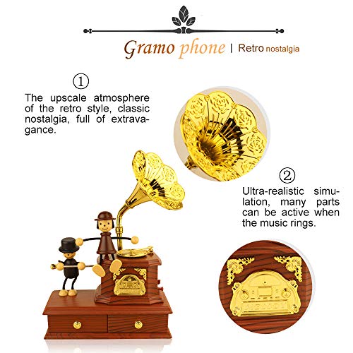 Phonograph Box Festival Birthday Music Box Storage Box Make up Case &Jewelry Box Best Gift Home Decor - Thumbnail 3
