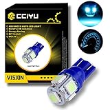 cciyu 194 Extremely Bright LED Bulbs 5-5050-SMD fit for Interior Lights Map Light Step/Courtesy/Door Light Glove Box Light Instrument Panel Light Wedge T10 168 2825 W5W Ice Blue Bulbs Pack of 20