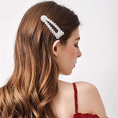 MJartoria 5 Pcs Pearls Hair Clips for Women Girls for Birthday Metal Bobby Pins Bling Hairpins Headwear Barrette Styling Tools Accessories (White, Artificial Pearls)