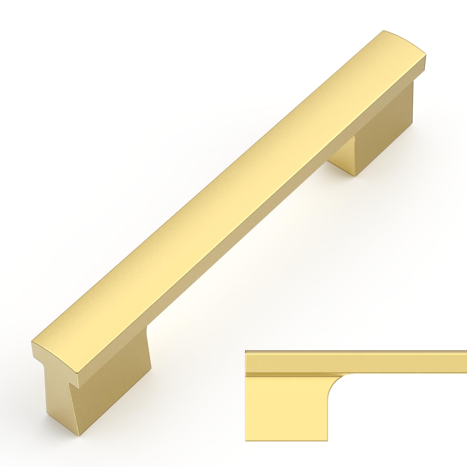 Photo 1 of Amerdeco 10 Pack Brushed Gold Cabinet Pulls 4 Inch(102MM) Hole Centers Kitchen Cabinet Handles Hardware