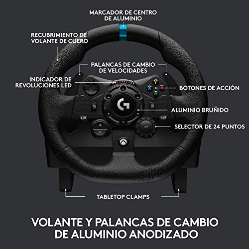 Volante-de-Carrera-y-Pedales-Logitech-G923-para-Xbox-One-y-PC-Enchufe-ingles-Tipo-G-Negro