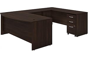 Bush Business Furniture Studio C U Shaped Desk with Mobile File Cabinet, 72W x 36D, Black Walnut