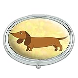 Little Dachshund Metal Oval Pill Case Box
