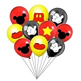 30PCS Mickey Mouse Party Balloons 12 Inch Double-sided pattern Latex Balloons Red Black Yellow Balloons for Kids Birthday Party Supplies