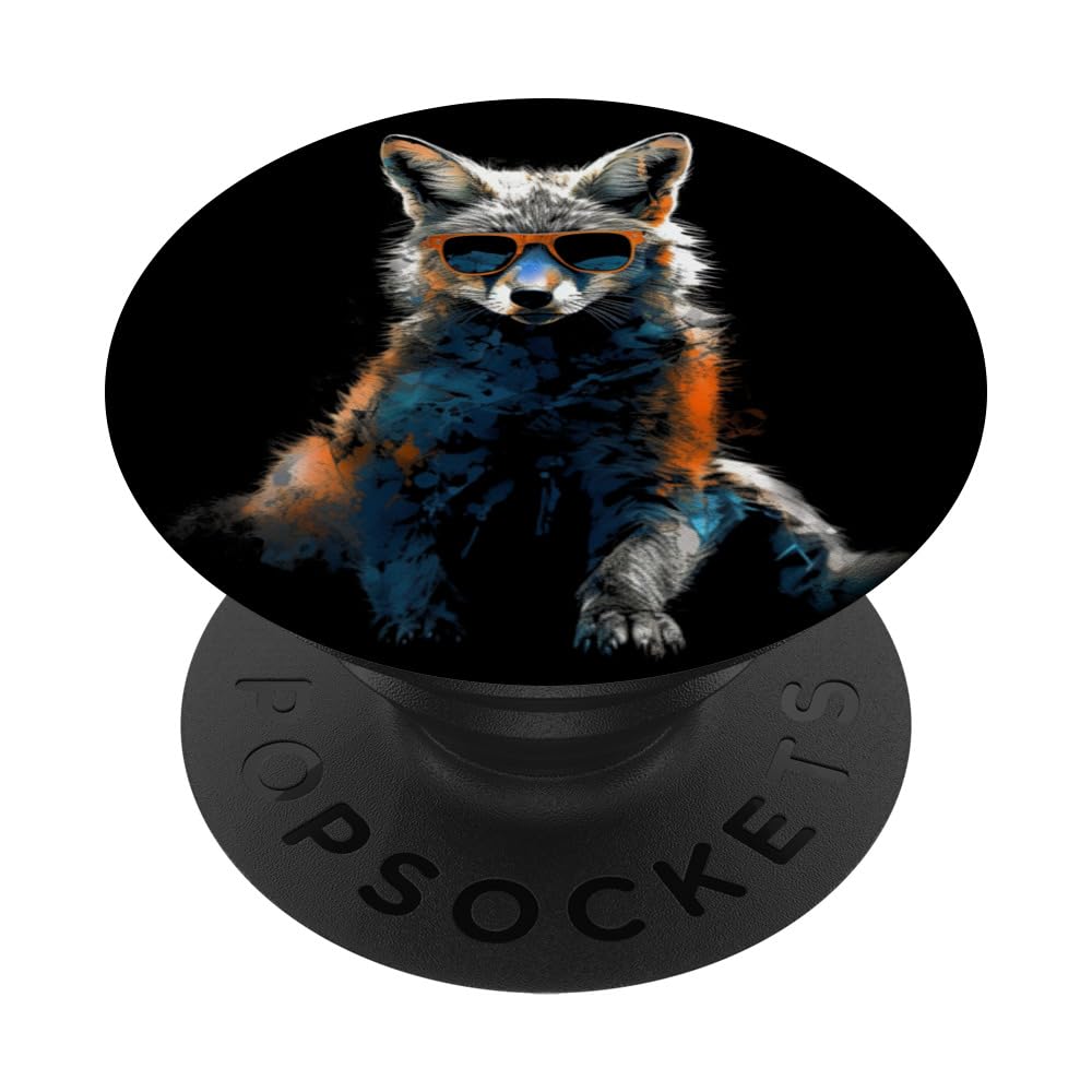 Fox Sunglasses Colourful Art Animal Fox PopSockets Swappable PopGrip