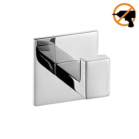 Homovater Handtuchhaken ohne Bohren, selbstklebend, 304 Edelstahl, Chrom, Handtuchhaken für ein Handtuch, Bademantel, Kleider