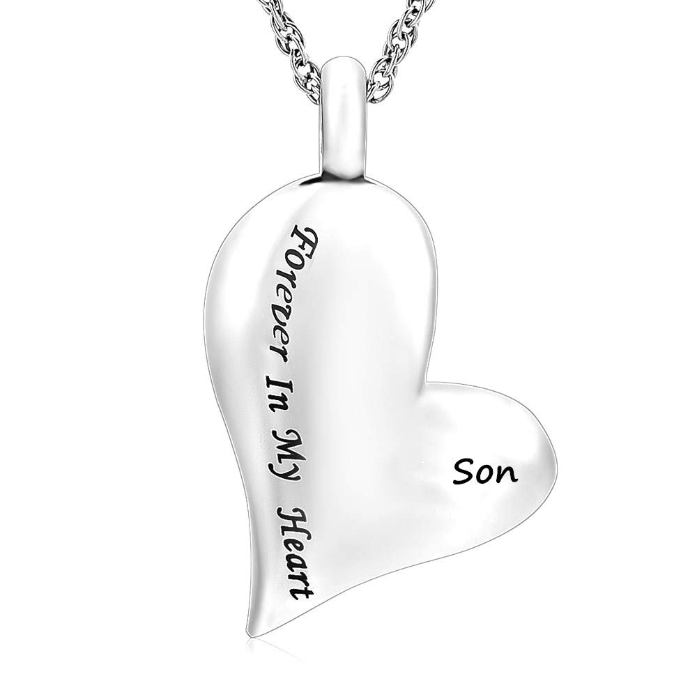 Personalized Cremation Necklace-Dad Forever in My Heart Keepsake Urn Son Loss of Loved One Pendant Keepsake Ashes Necklace