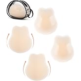 snqqmtt 2 Pairs Adhesive Breast Lift Pasties, Silicone Lifting Nipple Covers for Women, Reusable Breast Cover Sticky Bra Breast Lifters for Backless Strapless Dress Champagne