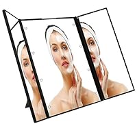 IMIGY Portable Folding Vanity Mirror, Easy to Carry Travel Mirror with 90 Degree Free Rotation, Battery Powered 8 Pcs LED Vanity Mirror, White