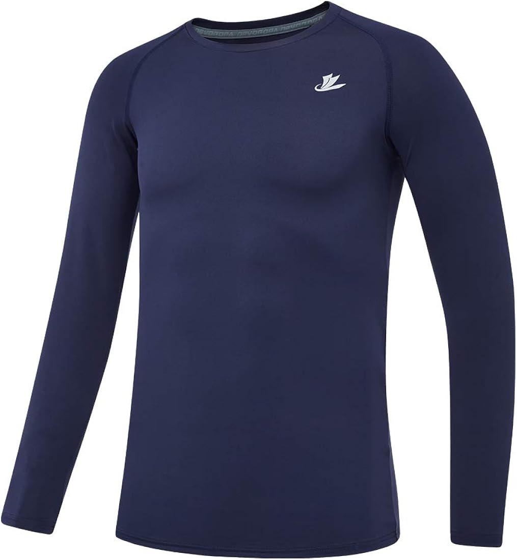 DEVOROPA Youth Boys Compression Shirt Long Sleeve Football Baseball Undershirt Quick Dry Sports Baselayer: Clothing