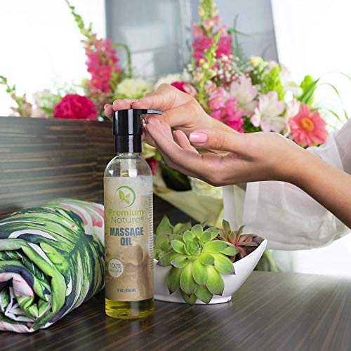Massage Essential Oil Skin Therapy - 8 oz Grapefruit & Lemongrass Scent Natural Hypoallergenic Sensual Relaxing Oil - No Greasy Residue - Aromatherapy For Skin Muscles & Body - Premium Nature
