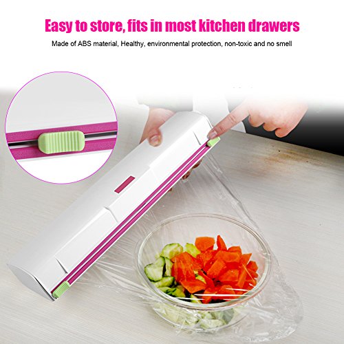Food Wrap Dispenser, Food Freshness Wraptastic Dispenser Foil and Cling Film Cutter Plastic Storage Holder Kitchen Accessories