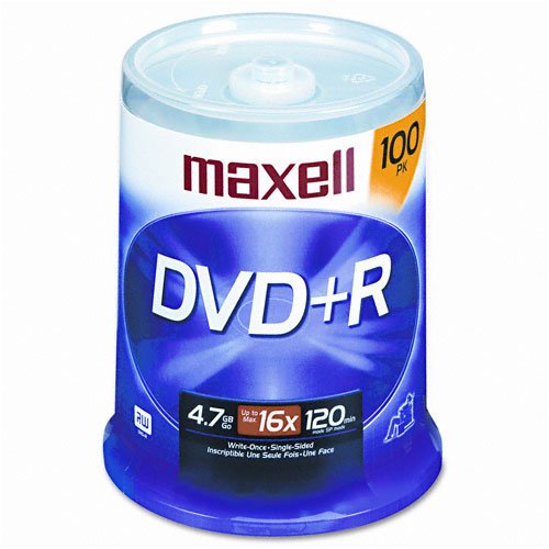 DVD+R Discs, 4.7GB, 16x, Spindle, Silver, 100/Pack