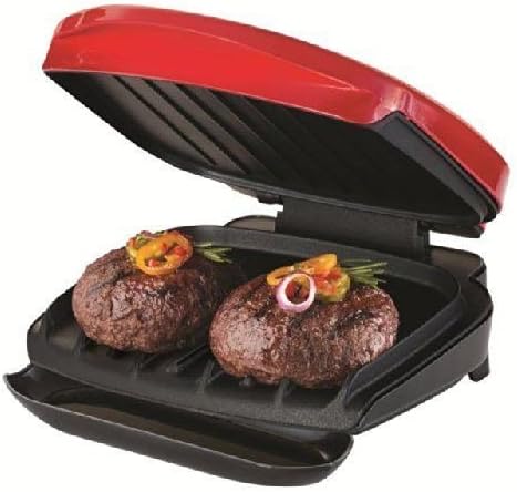 George Foreman GR10RM 2 Serving Classic Plate Champ Grill RED NEW Nonstick