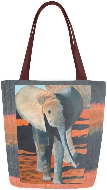 Tote Bag - Elephant Oil Painting Canvas Shoulder Handbag for Women Girls