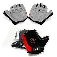 GEARONIC TM Cycling Bike Bicycle Motorcycle Glove Shockproof Foam Padded Outdoor Workout Sports Half Finger Short Gloves - Red XL
