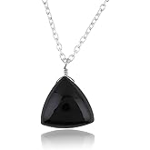 GemSymphony Triangle Cabochon Necklace for Women – Silver Plated Hypoallergenic Pendant Jewelry – Smooth Polished Triangle Cabochon Design, Minimalist Dainty Lightweight Style with Adjustable Chain Gift